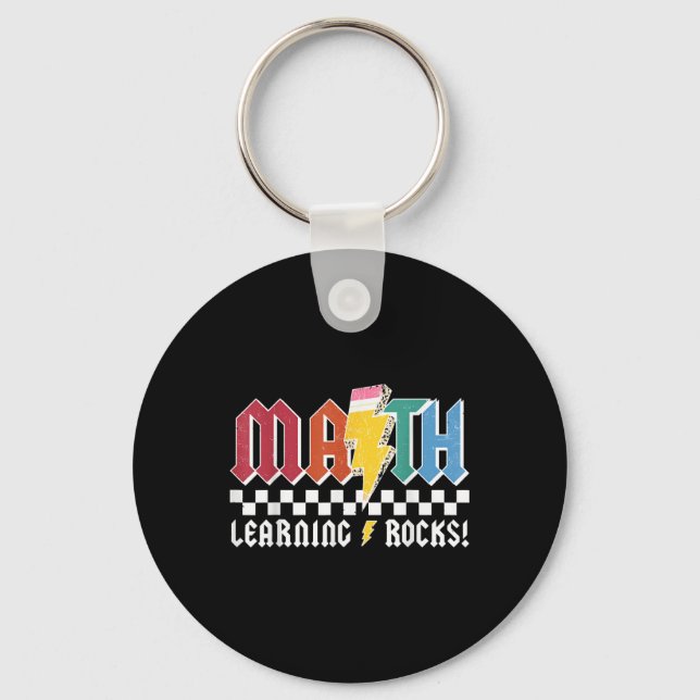 Math Learning Rocks Abcd Teacher Rock &amp; Roll B Key Ring (Front)