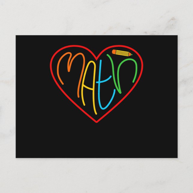 Math Love Heart Mathematics Maths Teacher Student Postcard (Front)