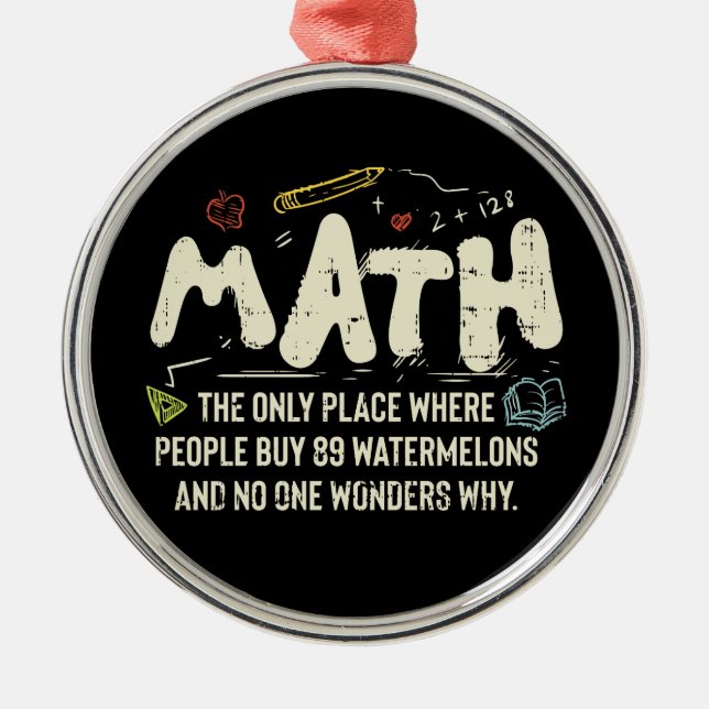 Math  Mathematics Math Teacher Gift Metal Tree Decoration (Front)