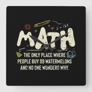 Math  Mathematics Math Teacher Gift Square Wall Clock