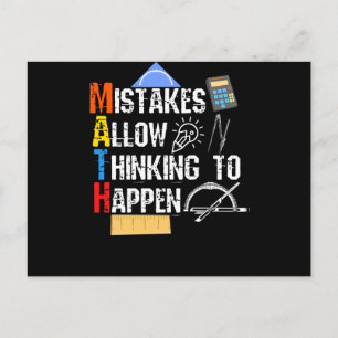 Math. Mistakes Allow Thinking To Happen Postcard