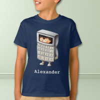 Math nerd blue calculator boy illustrated