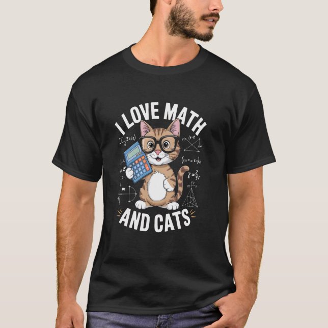 Math Nerds and Cat Lovers Design T-Shirt (Front)