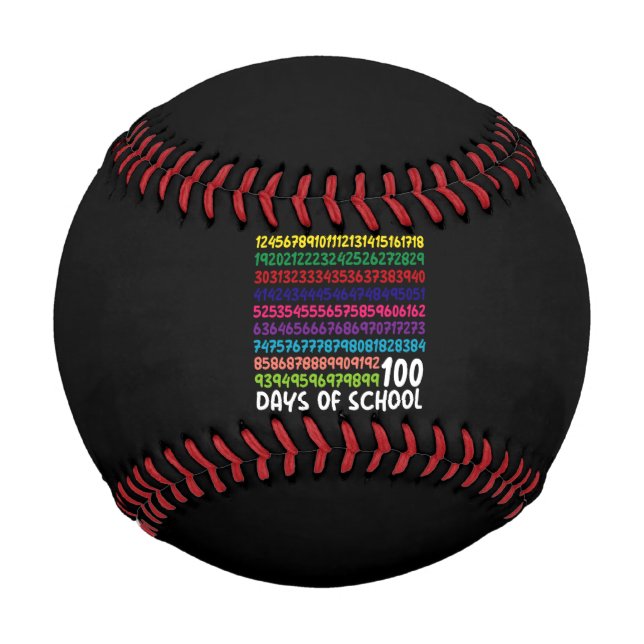 Math Numbers 100th Day of School Teacher Kids  Baseball (Front)