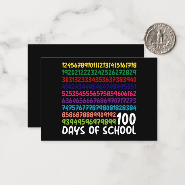 Math Numbers 100th Day of School Teacher Kids  Card (Front/Back In Situ)