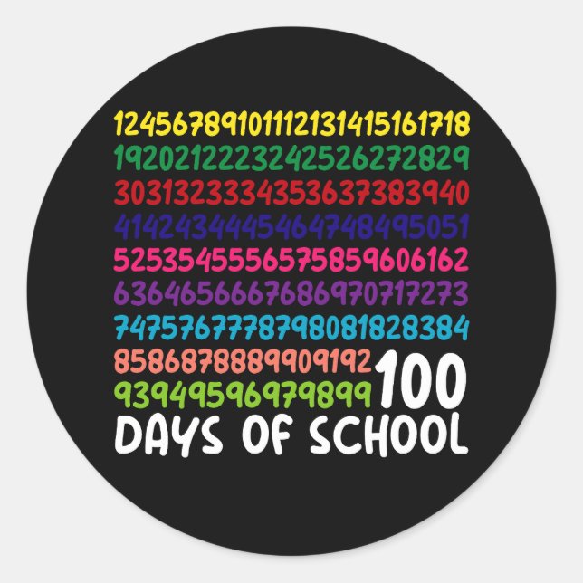 Math Numbers 100th Day of School Teacher Kids  Classic Round Sticker (Front)