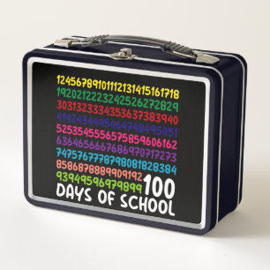 Math Numbers 100th Day of School Teacher Kids  Metal Lunch Box
