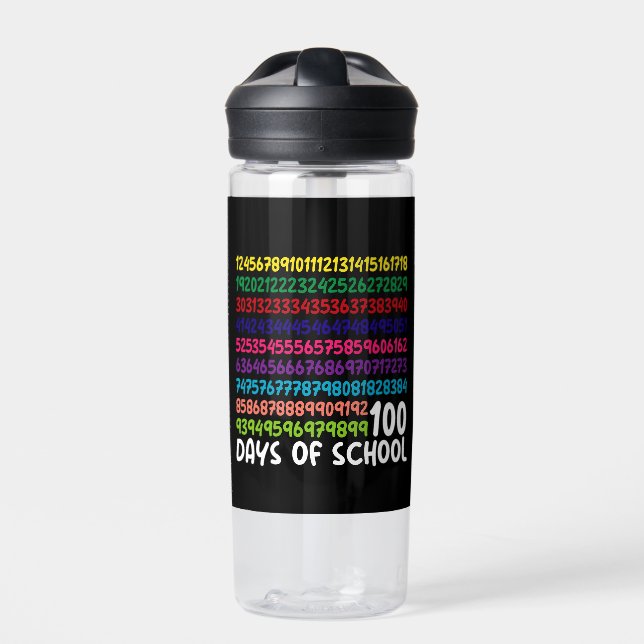 Math Numbers 100th Day of School Teacher Kids  Water Bottle (Front)