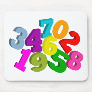 math numbers in colour mouse pad