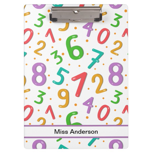  Math Numbers Pattern Customisable Teacher's Clipboard (Front)
