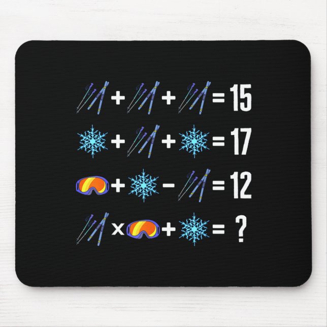 Math order of operation skiing snow flakes goggles mouse pad (Front)