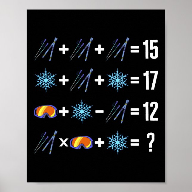 Math Order Of Operation Skiing Snow Flakes Goggles Poster (Front)