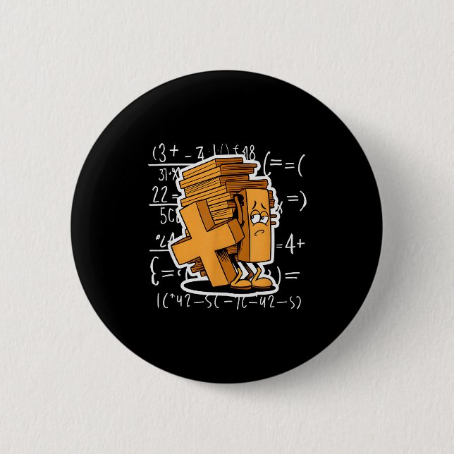 Math Overload Funny Equation Cartoon  6 Cm Round Badge (Front)