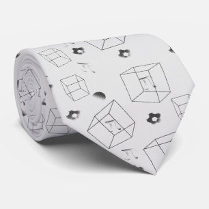 Math Pattern Black and White Tie
