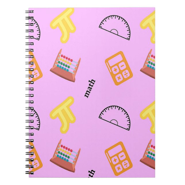 Math pattern on pink notebook (Front)