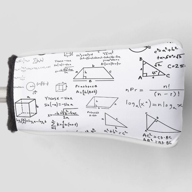 math pattern science school sketch drawing geek ma golf head cover (Front)