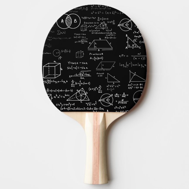 math pattern science school sketch drawing geek ma ping pong paddle (Front)