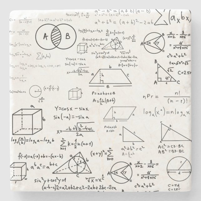 math pattern science school sketch drawing geek ma stone coaster (Front)