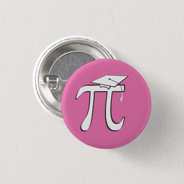 Math Pi Graduate - Pink and White Button (Front & Back)