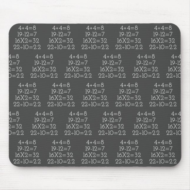 Math Problems on grey Mouse Pad (Front)