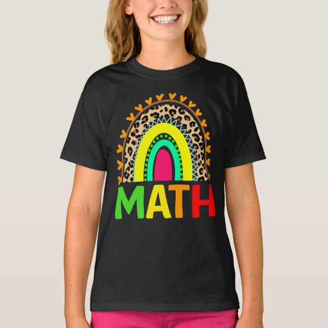 Math Rainbow Leopard Back To School T-Shirt (Front)