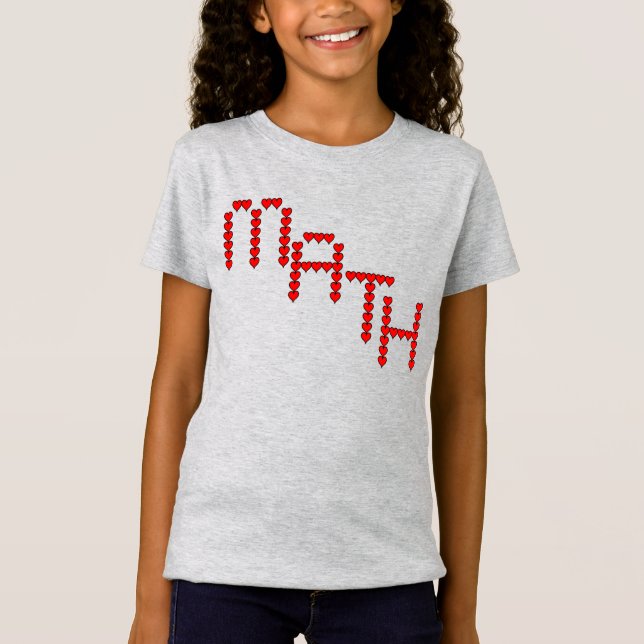 Math Red Hearts Text T-Shirt (Front)