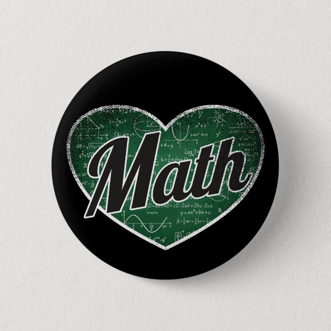 Math Retro Heart Blackboard Love 6 Cm Round Badge (Front)