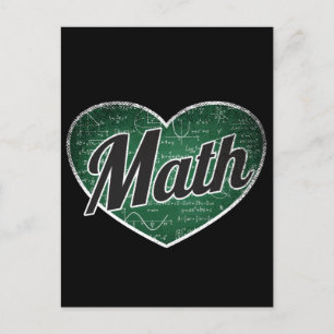 Math Retro Heart Blackboard Love Postcard