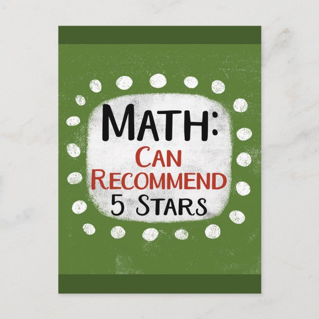 Math Review 5 Stars Postcard (Front)