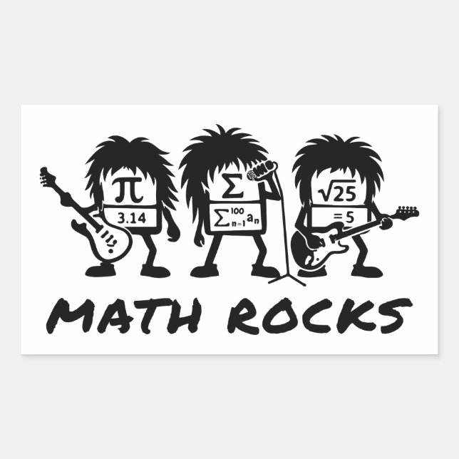 Math Rocks Academic Rock Band Humor Rectangular Sticker (Front)
