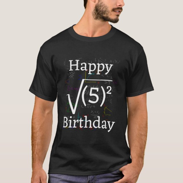 Math Root Square Happy 5Th Birthday Celebration T-Shirt (Front)