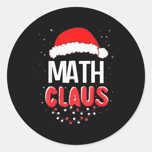 Math Santa Claus Christmas Matching Costume  Classic Round Sticker (Front)