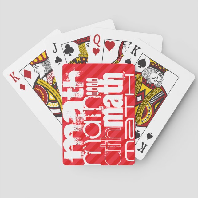 Math; Scarlet Red Stripes Playing Cards (Back)