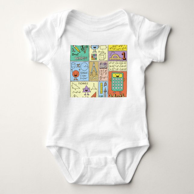 Math science, colourful vintage banners. baby bodysuit (Front)