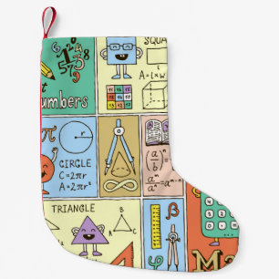 Math science, colourful vintage banners. small christmas stocking