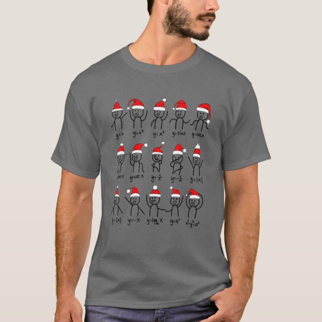 Math Stick Figures Function Math Teacher Santa Hat T-Shirt (Front)