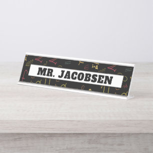 Math Symbols Frame Teacher Desk Name Plate