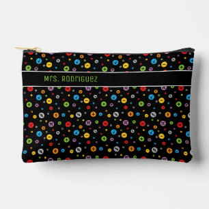 Math Symbols in Colourful Circles Pattern on Black Accessory Pouch