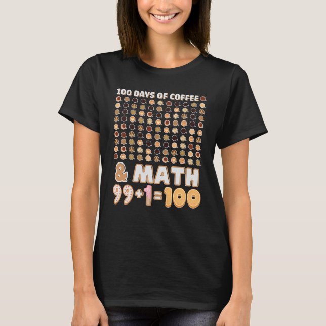 Math Teacher 100th Day Of School Equations Coffee T-Shirt (Front)