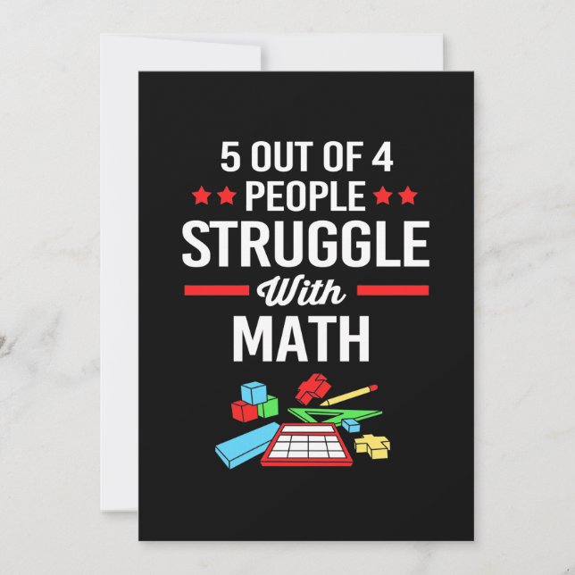 Math Teacher 5 Out Of 4 People Invitation (Front)