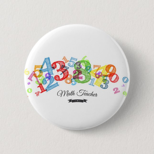 Math Teacher 6 Cm Round Badge (Front)