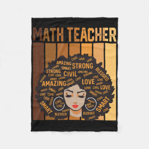 Math Teacher Afro African American Women Black His Fleece Blanket