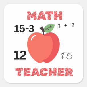 Math teacher apple design funny math teacher shirt square sticker