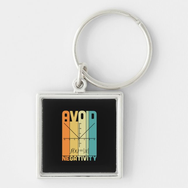 Math Teacher Avoid Negativity Key Ring (Front)