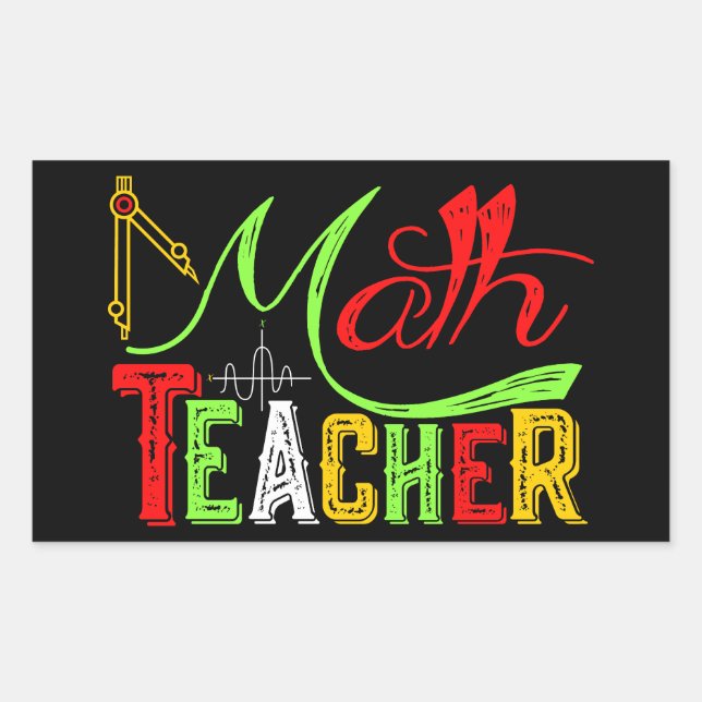 Math Teacher Back To School Rectangular Sticker (Front)