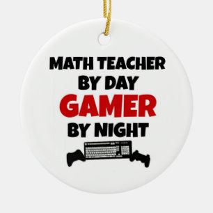 Math Teacher by Day Gamer by Night Ceramic Tree Decoration