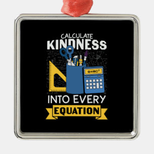 Math Teacher Calculate Kindness Metal Tree Decoration