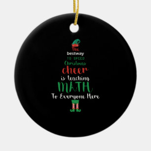 Math Teacher Christmas Elf Gift design Ceramic Tree Decoration