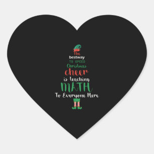 Math Teacher Christmas Elf Gift design Heart Sticker