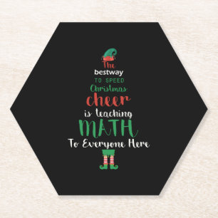Math Teacher Christmas Elf Gift design Paper Coaster